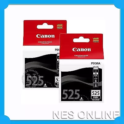 Canon Genuine 2x PGI-525 BLACK Ink Cartridges (TWIN PACK)->IP4850/IP4950/MG6150 • $43.98